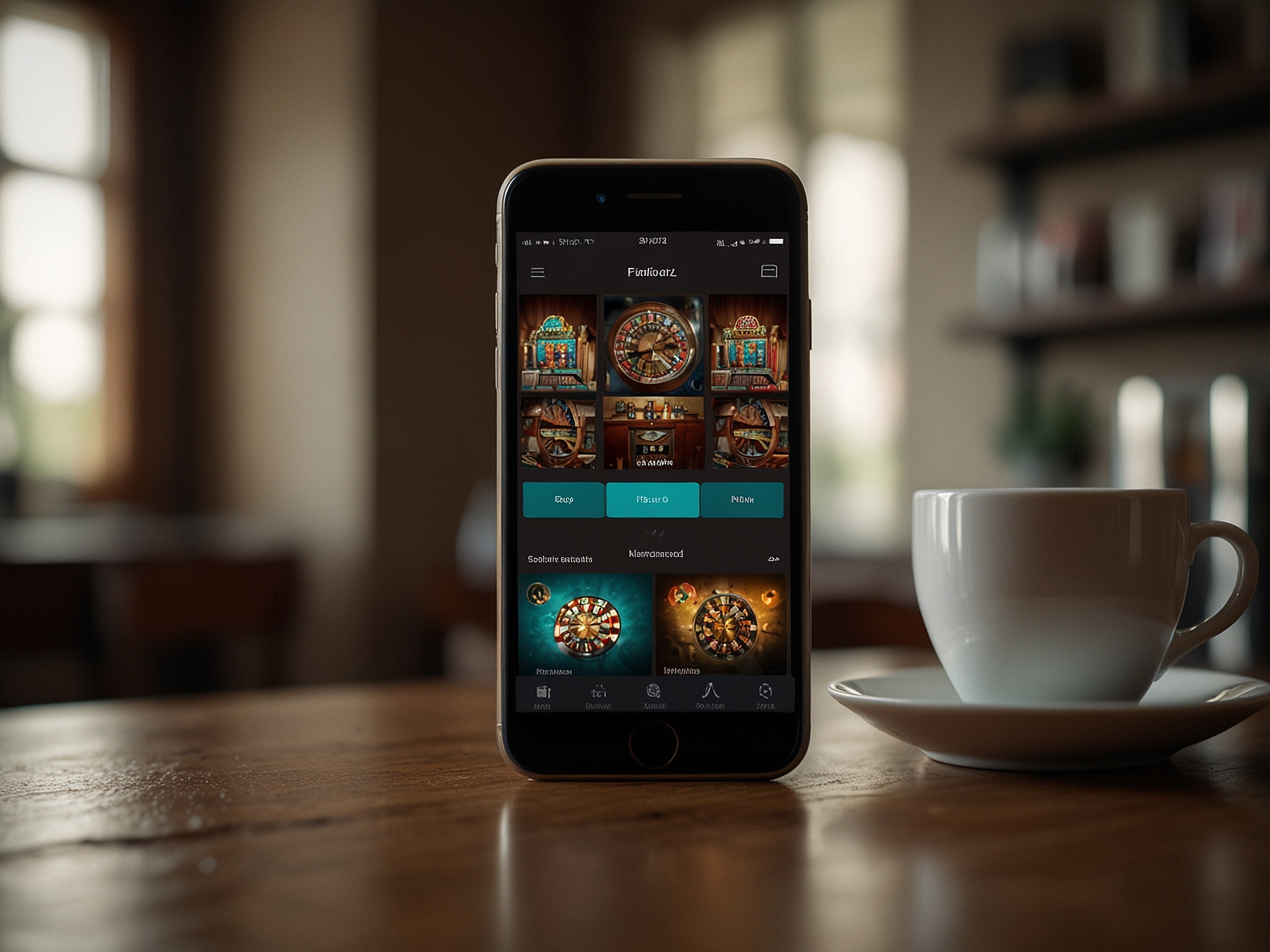 Smartphone with 1xcasino native app interface